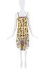 Christian Dior x Galliano Tan Butterfly Flags Print Drop Waist Slip Dress