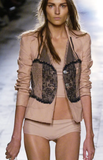 Christian Dior x Galliano Beige Black Lace Print Blazer Spring 2006