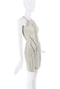 Herve Lager White Silver Chain Bodycon Halter Neck Dress