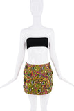 Dolce & Gabbana Green Pink Sequin Embellished Jacquard Mini Skirt SS22