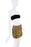Dolce & Gabbana Green Pink Sequin Embellished Jacquard Mini Skirt SS22