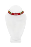 Christian Dior x Galliano Silver Red Green Orange Rastafari Gemstone Chain Logo Plate Choker Necklace