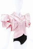 Christian Dior Pink Puff Sleeves Print Ruffle Top