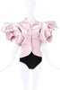 Christian Dior Pink Puff Sleeves Print Ruffle Top