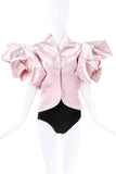 Christian Dior Pink Puff Sleeves Print Ruffle Top