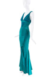 Roberto Cavalli Teal Silk Mermaid Gown