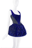 Vivienne Westwood Dark Blue Velvet Corset and Hoop Skirt Set from Autumn/Winter 1987 “Harris Tweed” collection