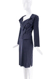Vivienne Westwood Navy Blue Pinstripe Blazer & Skirt Set Worn by Carrie Bradshaw Drunk At Vogue