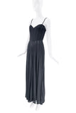 Mugler Black Corseted Mesh Dress Gown