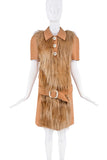 Prada Brown Fur Collared Belt Dress Runway FW2011