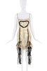 Amor Mia Gold Black Sheer Mirrored Shimmer Heart Lace Ruffle Mini Dress