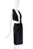 Anthony Vaccarello Black Cut Out Gold Ring Midi Dress