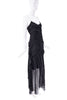 Christian Dior Black Ruffle Draped Ruched Chiffon Slip Dress Gown Runway 2004