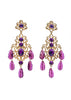 Kenneth Jay Lane Gold Filigree and Amethyst Purple Chandelier Earrings