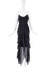 Christian Dior Black Ruffle Draped Ruched Chiffon Slip Dress Gown Runway 2004
