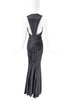 Versace Black Paneled Bias Cut Embroidered Gown