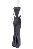 Versace Black Paneled Bias Cut Embroidered Gown