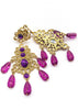 Kenneth Jay Lane Gold Filigree and Amethyst Purple Chandelier Earrings