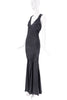 Versace Black Paneled Bias Cut Embroidered Gown