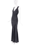 Versace Black Paneled Bias Cut Embroidered Gown