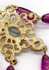 Kenneth Jay Lane Gold Filigree and Amethyst Purple Chandelier Earrings