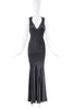 Versace Black Paneled Bias Cut Embroidered Gown