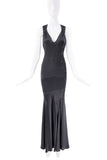 Versace Black Paneled Bias Cut Embroidered Gown