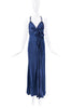 Roberto Cavalli Blue Bow Scarf Lion Logo Charm Dress Gown