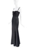 Roberto Cavalli Black Satin Ruched Top Corset Dress Gown