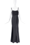 Roberto Cavalli Black Satin Ruched Top Corset Dress Gown