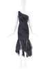 Nina Ricci Black Sequin Embellished One Shoulder Tulle Gown