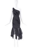 Nina Ricci Black Sequin Embellished One Shoulder Tulle Gown
