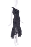 Nina Ricci Black Sequin Embellished One Shoulder Tulle Gown