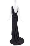 DSquared Black Stitched Draped Waterfall Gown