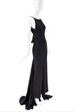 DSquared Black Stitched Draped Waterfall Gown