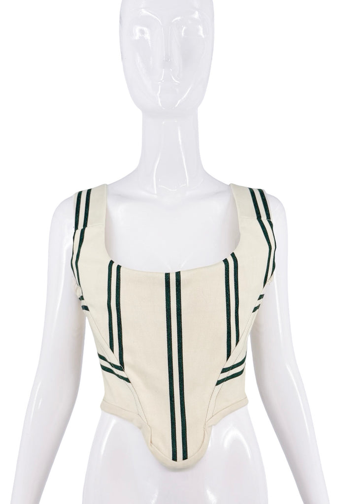 Vivienne Westwood White Green Striped Corset Top Runway SS94