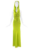 Halpern Neon Green Hooded Dress Gown