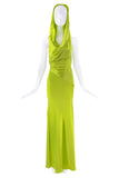 Halpern Neon Green Hooded Dress Gown