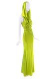 Halpern Neon Green Hooded Dress Gown