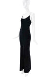 Jean Paul Gaultier Black Velvet Crystal Chain Slip Gown