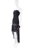 Saint Laurent Black Textural Mesh Waterfall Bow Dress