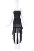 Saint Laurent Black Textural Mesh Waterfall Bow Dress
