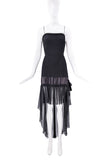 Saint Laurent Black Textural Mesh Waterfall Bow Dress