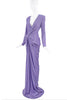 Redemption Purple Lurex Long Sleeve Draped Gown