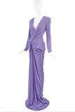 Redemption Purple Lurex Long Sleeve Draped Gown