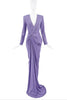 Redemption Purple Lurex Long Sleeve Draped Gown