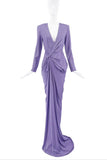 Redemption Purple Lurex Long Sleeve Draped Gown