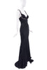 Roberto Cavalli Black Crystal Bias Cut Pleated Gown