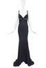 Roberto Cavalli Black Crystal Bias Cut Pleated Gown