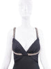 Roberto Cavalli Black Crystal Bias Cut Pleated Gown